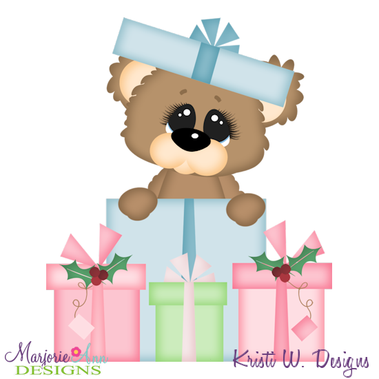 Christmas Presents Bear SVG Cutting Files Includes Clipart - Click Image to Close